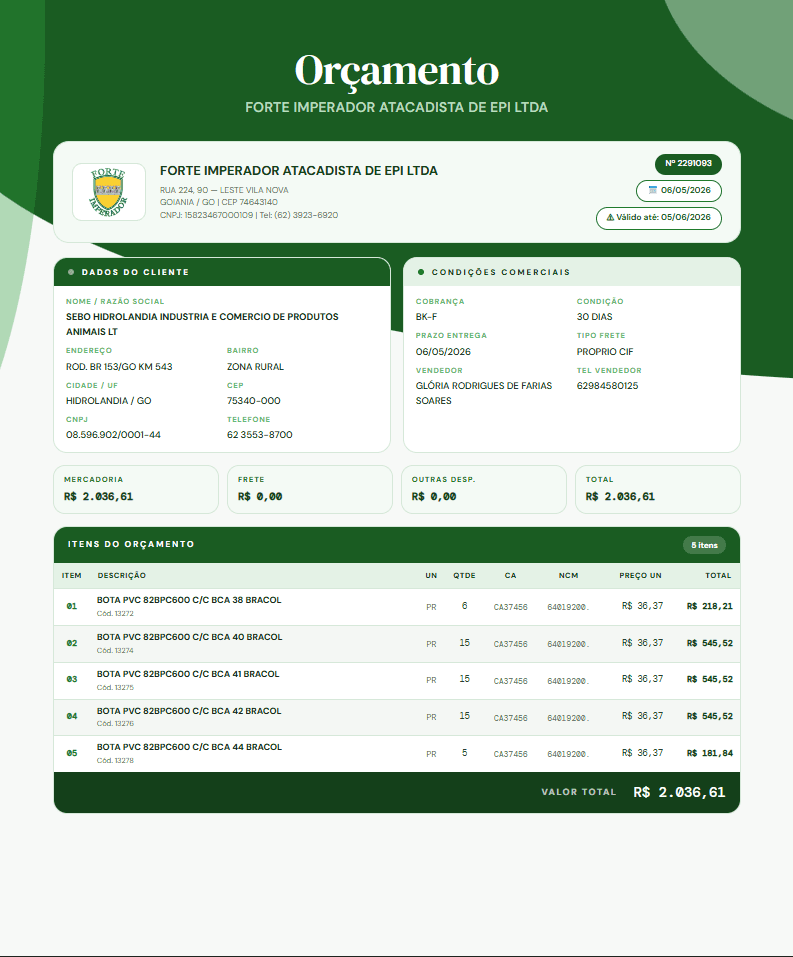 Gerador de Orçamento screenshot 3